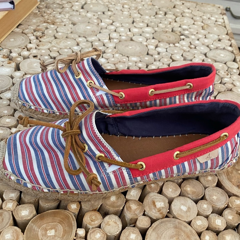 SPERRY TOP-SIDER Red White and Blue loafers size 8.5